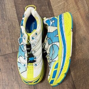 Hoka Blue and Yellow Athletic Shoes